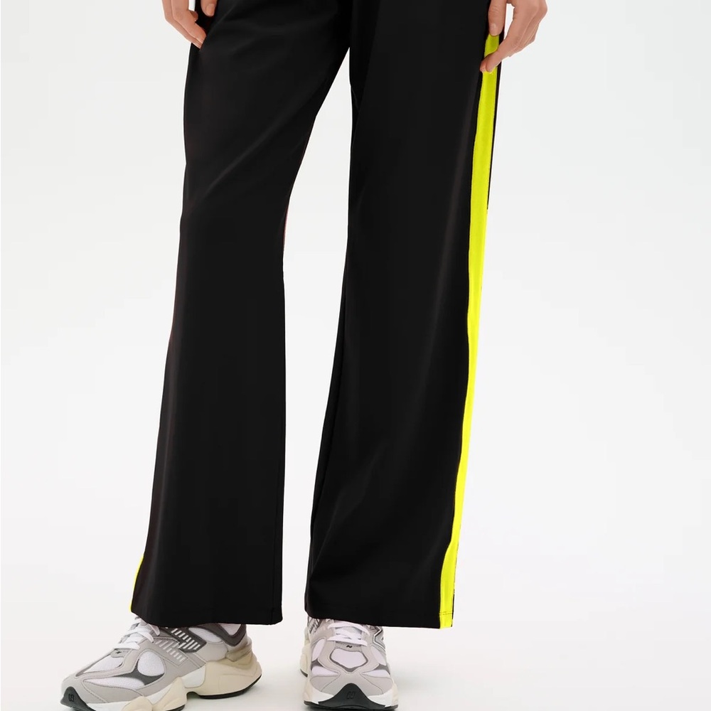 Splits59 Black Pants with Neon Yellow Stripe - Picture 3 of 3